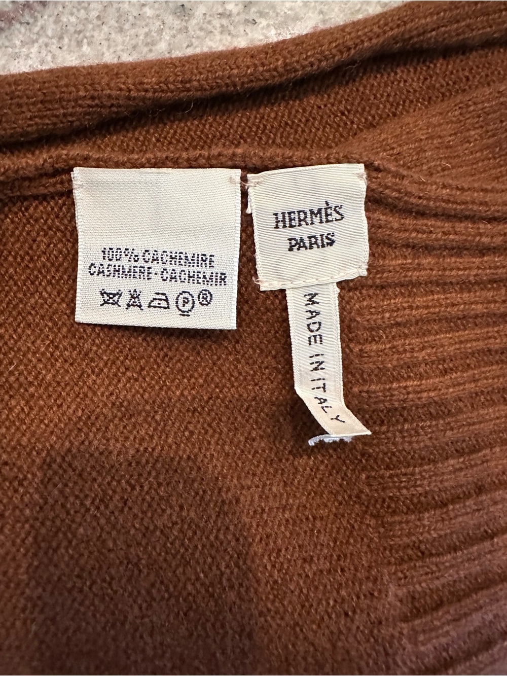 Hermès Paris 100% Cashmere Knit Scarf Brown Made in Italy NWOT Luxury - Picture 3 of 13